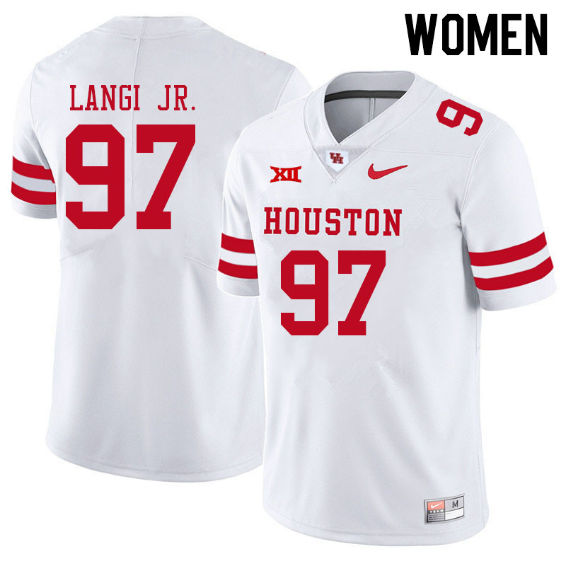 Women #97 Amipeleasi Langi Jr. Houston Cougars College Big 12 Conference Football Jerseys Sale-White